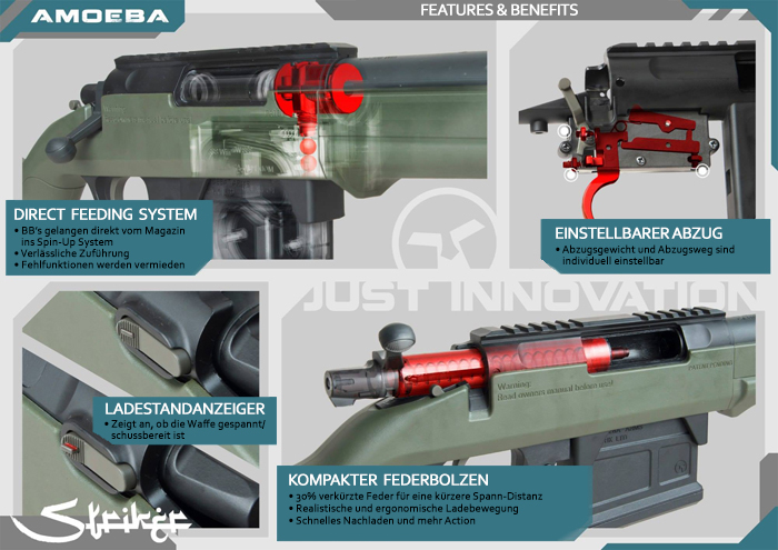 Ares Amoeba Striker S1 Sniper OD Green 6mm - Airsoft Federdruck